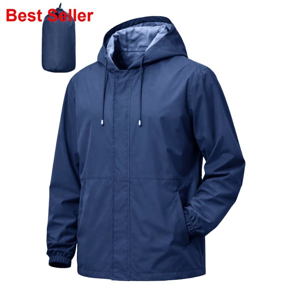 Waterproof Windbreaker Rain Jacket Lightweight Packable for Outdoor Activities